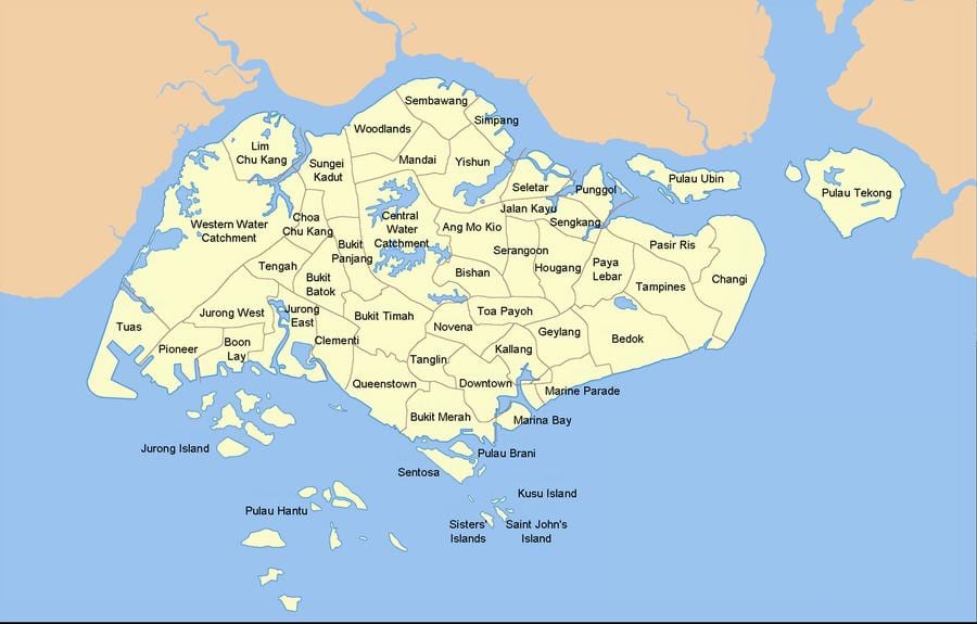 χάρτης της Σιγκαπούρης χώρα