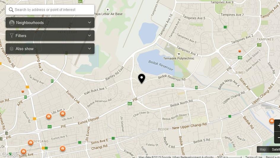 χάρτης της Bedok Σιγκαπούρη