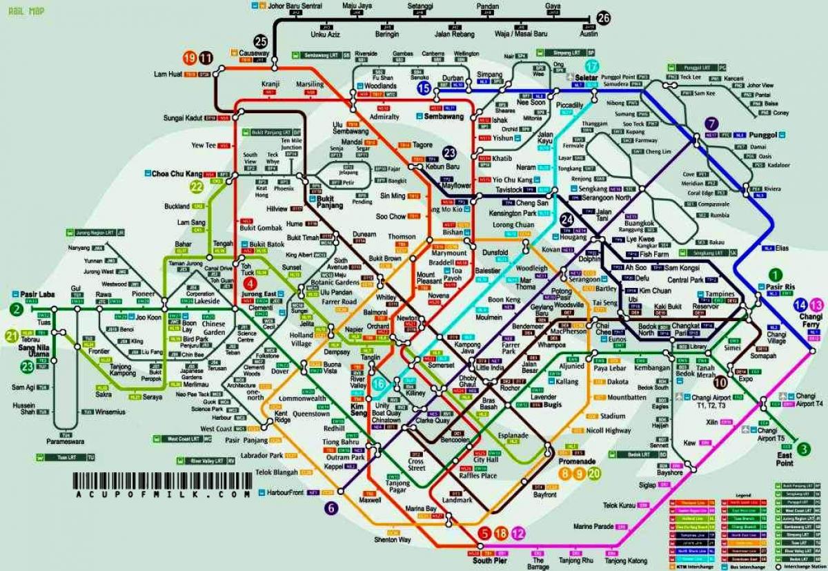 mrt χάρτη της διαδρομής Σιγκαπούρη
