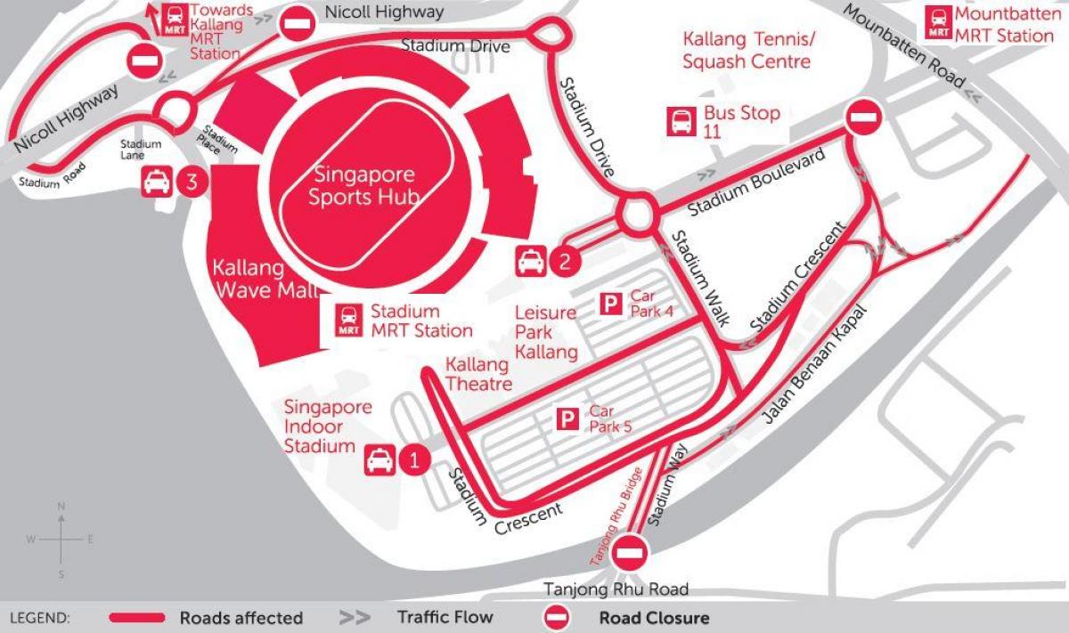 χάρτης της Singapore sports hub