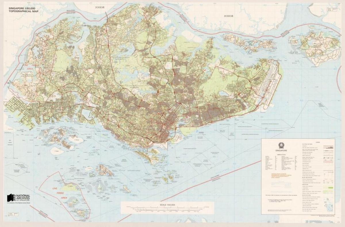 χάρτης της Σιγκαπούρης τοπογραφικό